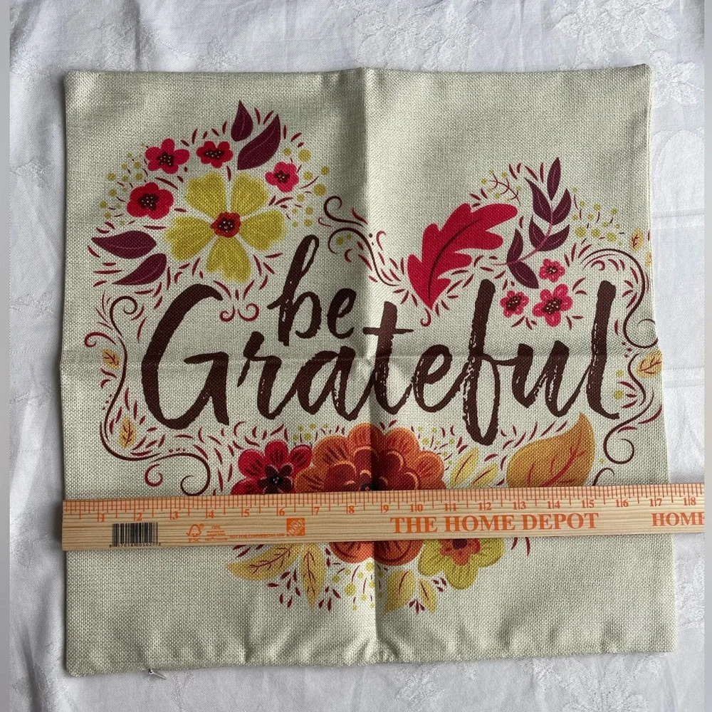 Fall Autumn Be Grateful Give Thanks Throw Pillow Covers 17.5x17.5 Set of 2